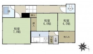 川西市花屋敷、中古一戸建ての間取り画像です