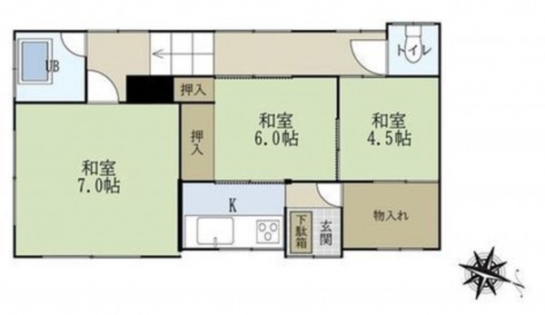 川西市花屋敷、中古一戸建ての間取り画像です