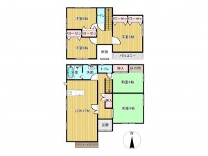 川西市丸山台、中古一戸建ての間取り画像です