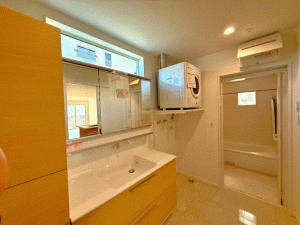 川西市松が丘町、新築一戸建ての洗面画像です