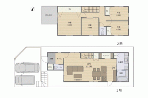 川西市松が丘町、新築一戸建ての間取り画像です