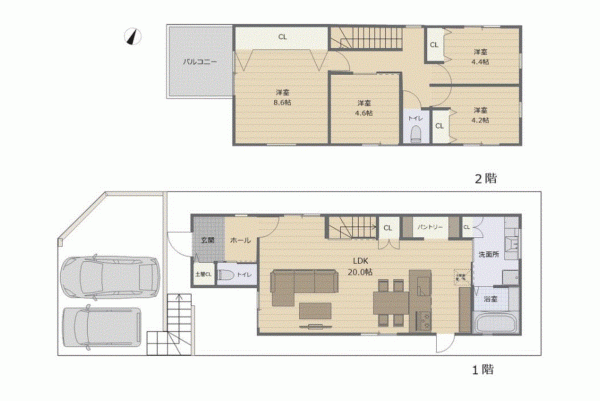 川西市松が丘町、新築一戸建ての間取り画像です