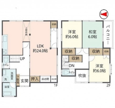 川西市清和台、中古一戸建ての間取り画像です
