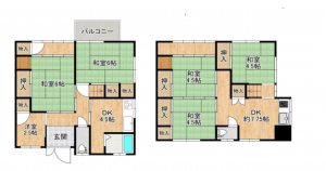 川西市南花屋敷、中古一戸建ての間取り画像です