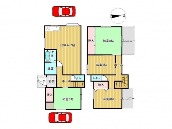 川西市笹部、中古一戸建ての間取り画像です