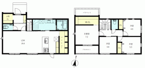 川西市向陽台、新築一戸建ての間取り画像です