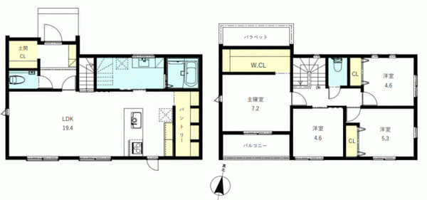 川西市向陽台、新築一戸建ての間取り画像です
