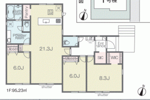 川西市水明台、新築一戸建ての間取り画像です