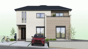 川西市けやき坂、新築一戸建ての完成予想図（外観）画像です