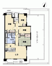 川西市丸山台、マンションの間取り画像です