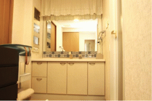 川西市丸山台、マンションの洗面画像です