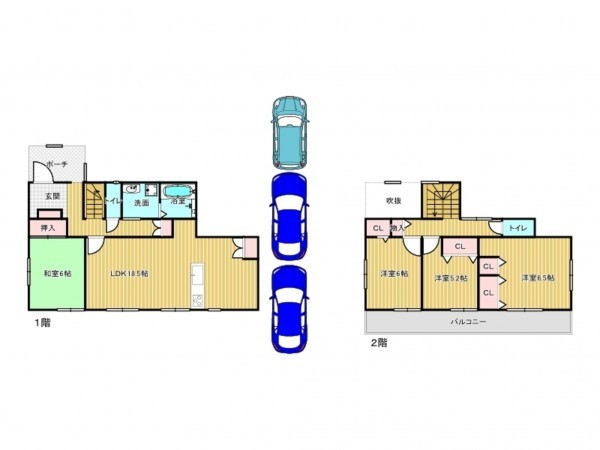 川西市丸山台、中古一戸建ての間取り画像です