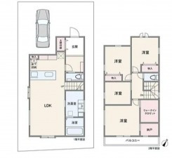 川西市長尾町、新築一戸建ての間取り画像です