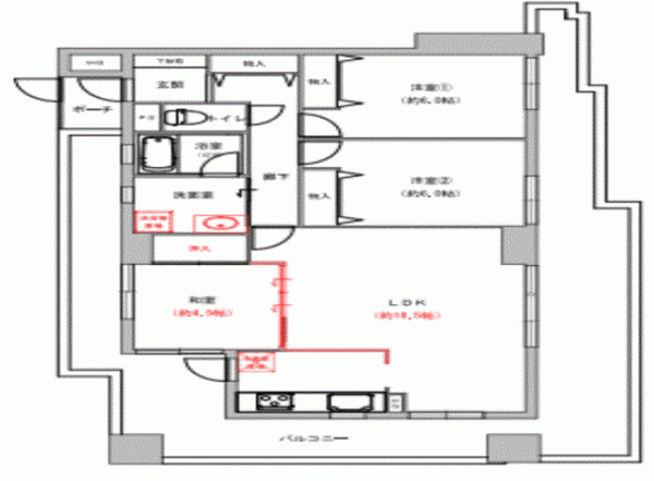 川西市加茂、マンションの間取り画像です