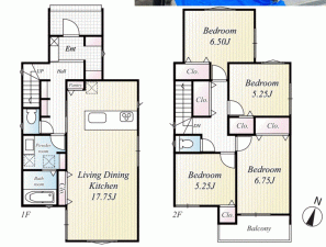 川西市西多田、新築一戸建ての間取り画像です