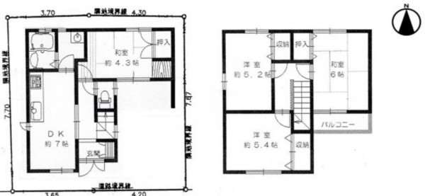 川西市新田、中古一戸建ての間取り画像です
