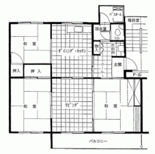川西市清和台、マンションの間取り画像です