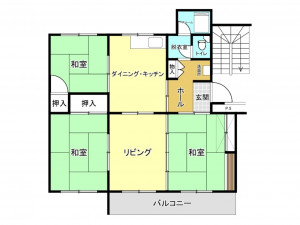川西市清和台、マンションの間取り画像です
