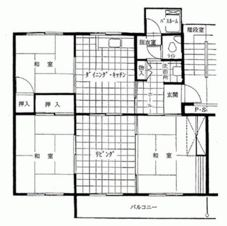 川西市清和台、マンションの間取り画像です