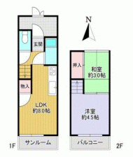 川西市加茂、中古一戸建ての間取り画像です