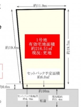 川西市花屋敷、土地の間取り画像です