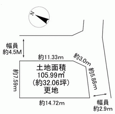 川西市火打、土地の間取り画像です