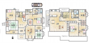 川西市大和、中古一戸建ての間取り画像です