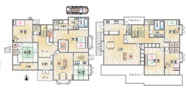 川西市大和、中古一戸建ての間取り画像です