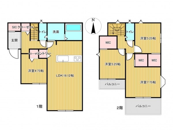 川西市大和、新築一戸建ての間取り画像です