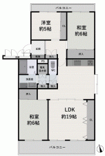 川西市栄町、マンションの間取り画像です
