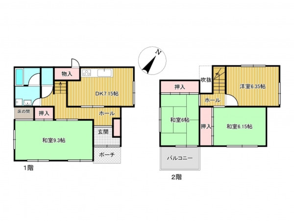 川西市見野、中古一戸建ての間取り画像です