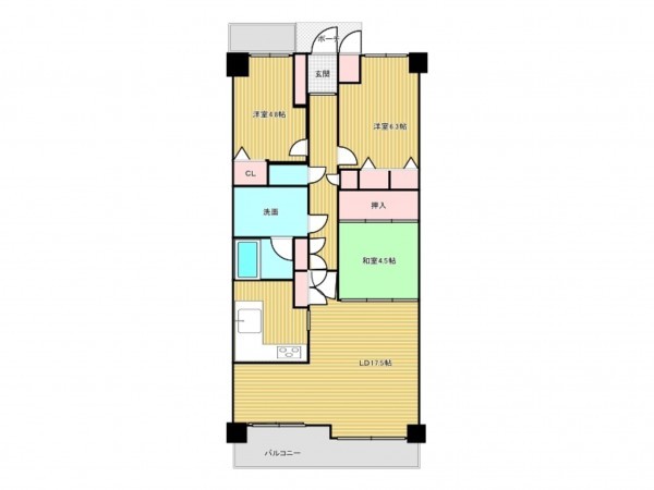 川西市寺畑、マンションの間取り画像です