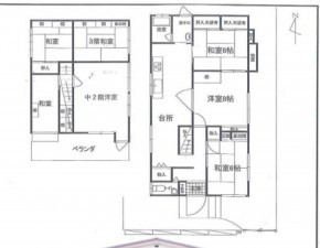 川西市大和、中古一戸建ての間取り画像です