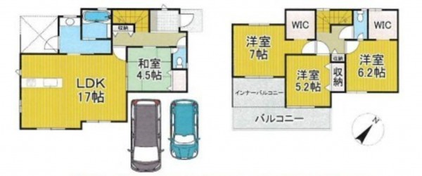 川西市大和、新築一戸建ての間取り画像です