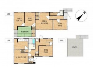 川西市鼓が滝、中古一戸建ての間取り画像です