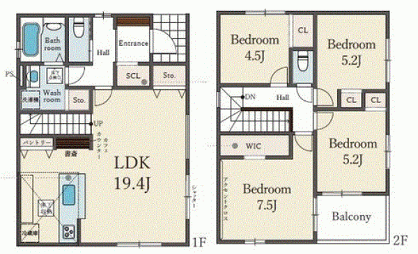 川西市大和、新築一戸建ての間取り画像です