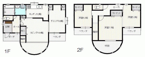 川西市南野坂、中古一戸建ての間取り画像です