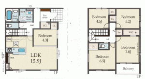 川西市大和、新築一戸建ての間取り画像です