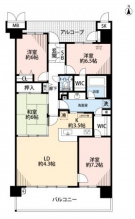 川西市見野、マンションの間取り画像です