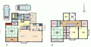 川西市緑が丘、中古一戸建ての間取り画像です