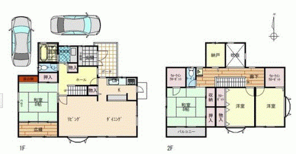 川西市緑が丘、中古一戸建ての間取り画像です