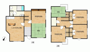 川西市萩原台、中古一戸建ての間取り画像です