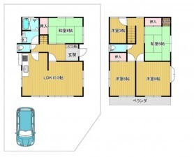 川西市東畦野、中古一戸建ての間取り画像です