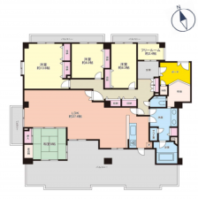 川西市緑台、マンションの間取り画像です