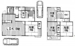 川西市けやき坂、中古一戸建ての間取り画像です