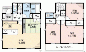 川西市矢問、中古一戸建ての間取り画像です