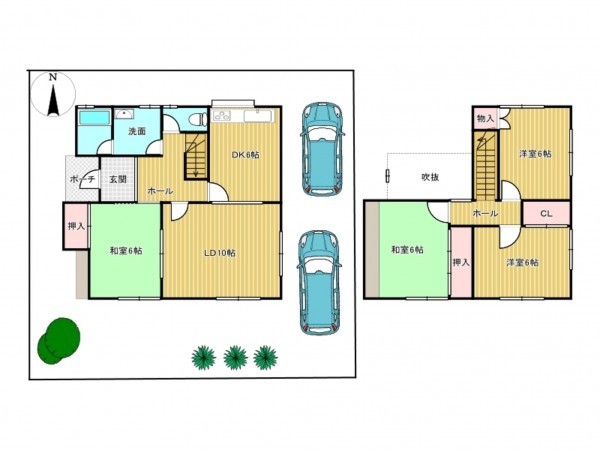 川西市清和台、中古一戸建ての間取り画像です