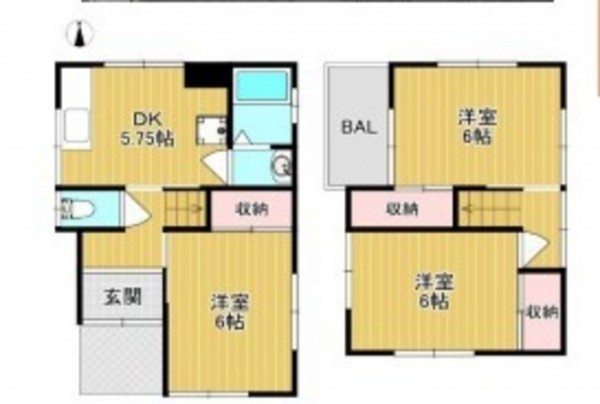 川西市東畦野、中古一戸建ての間取り画像です