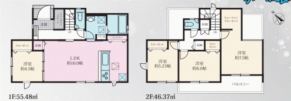 川西市清和台、新築一戸建ての間取り画像です