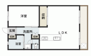 川西市花屋敷、マンションの間取り画像です